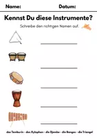 Vorschau - Arbeitsblätter - Percussioninstrumente und Schlagzeug benennen (+ Lösungen) - Seite 2