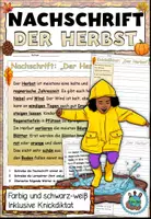 Vorschau - Arbeitsblätter - Nachschrift "Der Herbst" + Übungen DaZ / DaF / Deutsch - Deckblatt