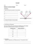 Vorschau - Arbeitsblätter - Protokoll Reflexionsgesetz Reflektion Licht Experiment Versuchsprotokoll - Deckblatt