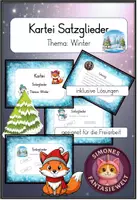 Vorschau - Stationenlernen - Satzglieder üben – Winter - Kartei mit Lösungen (3./4. Klasse) - Deckblatt