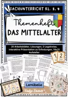 Vorschau - Unterrichtsreihen - Themenheft / Lernwerkstatt "Das Mittelalter" - Sachunterricht Klasse 3, 4 - Deckblatt