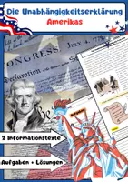 Vorschau - Arbeitsblätter - Die Unabhängigkeitserklärung Amerikas: - Deckblatt