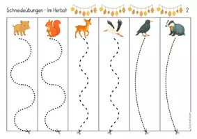 Vorschau - Mal- und Bastelvorlagen - Schneideübungen - Im Herbst (Vorschule / Feinmotorik) - Seite 3