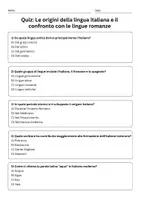 anteprima - Quiz - Confrontare lo sviluppo dell’italiano con altre lingue romanze - Pagina 1