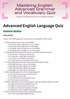 Προεπισκόπηση - Κουίζ - Advanced English Language Quiz - Εξώφυλλο