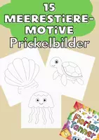 Vorschau - Mal- und Bastelvorlagen - Prickelbilder Grundschule – 15 Meerestiere-Motive - Deckblatt