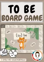 Vorschau - Stationenlernen - TO BE Würfelspiel – 3 Spiele mit Selbstkontrolle | am/is/are | Englisch Board Game - Deckblatt