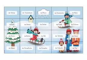Vorschau - Arbeitsblätter - Lesen Winter: Lesepuzzle | Erstlesen, Lesetraining DAZ - Seite 2