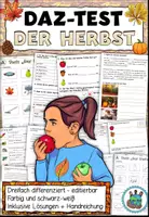 Vorschau - Arbeitsblätter - Test "Der Herbst" Dreifach Differenzierung inkl. Lösungen DaZ / Deutsch - Deckblatt