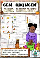 Vorschau - Arbeitsblätter - Gemischte Übungen "Der Herbst" DaZ- 3fach Differenzierung - Deckblatt
