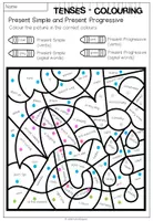 Vorschau - Arbeitsblätter - TENSES COLOURING - 5 Arbeitsblätter (differenziert) - Seite 2