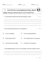 Vorschau - Test - Lernkontrolle: "Die Zauberflöte" Wolfgang A.Mozart (bearbeitbar) - Seite 1