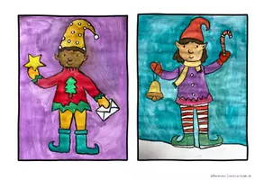 Vista previa - Hojas de trabajo - Arte de elfos de Navidad - página 3
