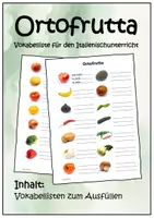 Vorschau - Arbeitsblätter - Ortofrutta. Arbeitsblatt zum Ausfüllen. Vokabeltabelle - Deckblatt