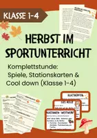Vorschau - Stundenentwürfe - Herbst im Sportunterricht – Fertige Stunden, Spiele & Stationskarten für die Grundschule (Klasse 1-4) - Deckblatt