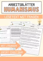 Vorschau - Arbeitsblätter - Humanismus Ethik und Philosophie Lesetext mit Richtig Falsch Multiple Choice und Fragen zum Text - Deckblatt
