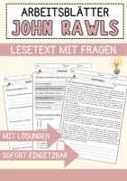 Vorschau - Arbeitsblätter - John Rawls Ethik und Philosophie Lesetext mit Richtig Falsch Multiple Choice und Fragen zum Text - Deckblatt