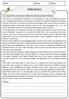 Vorschau - Arbeitsblätter - John Rawls Ethik und Philosophie Lesetext mit Richtig Falsch Multiple Choice und Fragen zum Text - Seite 1