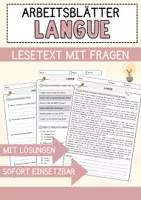 Vorschau - Arbeitsblätter - Langue Ethik und Philosophie Lesetext mit Richtig Falsch Multiple Choice und Fragen zum Text - Deckblatt