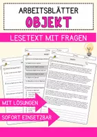 Vorschau - Arbeitsblätter - Objekt Ethik und Philosophie Lesetext mit Richtig Falsch Multiple Choice und Fragen zum Text - Deckblatt