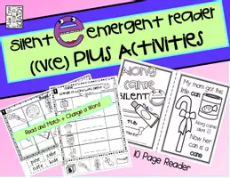 Aperçu - Feuilles d'exercices - Silent e / Long Vowel CVCE Emergent Reader + Activities - Page de couverture