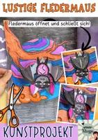 Vorschau - Mal- und Bastelvorlagen - HALLOWEEN Kunstprojekt: Lustige 3D-Fledermaus basteln! - Deckblatt