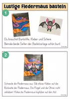 Vorschau - Mal- und Bastelvorlagen - HALLOWEEN Kunstprojekt: Lustige 3D-Fledermaus basteln! - Seite 1