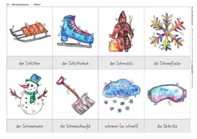 Vorschau - Bildkarten - Wortschatzaufbau (DaZ) – Winter – A7-Karten - Seite 3