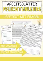 Vorschau - Arbeitsblätter - Pflichtenlehre Ethik und Philosophie Lesetext mit Richtig Falsch Multiple Choice und Fragen zum Text - Deckblatt