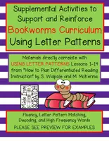 Aperçu - Feuilles d'exercices - Supplemental Activities for BOOKWORMS CURRICULUM - Using Letter Patterns - Page de couverture