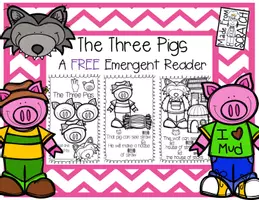 Aperçu - Cartes / Images - The Three Little Pigs - A FREE Book for Beginning/Emergent Readers -1 - Page de couverture