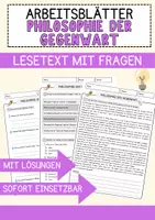 Vorschau - Arbeitsblätter - Philosophie der Gegenwart Ethik und Philosophie Lesetext mit Richtig Falsch Multiple Choice und Fragen zum Text - Deckblatt