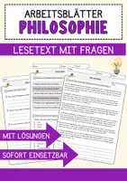 Vorschau - Arbeitsblätter - Philosophie Ethik und Philosophie Lesetext mit Richtig Falsch Multiple Choice und Fragen zum Text - Deckblatt