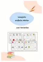 Vorschau - Spiele - Lesespiele: einfache Wörter lesen (2 Varianten) - Deckblatt