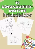 Vorschau - Mal- und Bastelvorlagen - Prickelbilder Grundschule – 15 Dinosaurier-Motive - Deckblatt