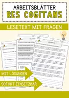 Vorschau - Arbeitsblätter - Res cogitans Ethik und Philosophie Lesetext mit Richtig Falsch Multiple Choice und Fragen zum Text - Deckblatt