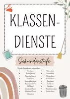 Vorschau - Anderer Materialtyp - 15 Klassendienste Sekundarstufe Beige Design - Deckblatt