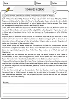 Vorschau - Arbeitsblätter - Sinn des Lebens Ethik und Philosophie Lesetext mit Richtig Falsch Multiple Choice und Fragen zum Text - Seite 1
