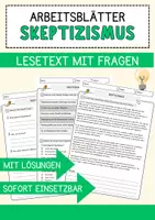 Vorschau - Arbeitsblätter - Skeptizismus Ethik und Philosophie Lesetext mit Richtig Falsch Multiple Choice und Fragen zum Text - Deckblatt