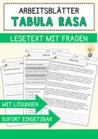Vorschau - Arbeitsblätter - Tabula rasa Ethik und Philosophie Lesetext mit Richtig Falsch Multiple Choice und Fragen zum Text - Deckblatt