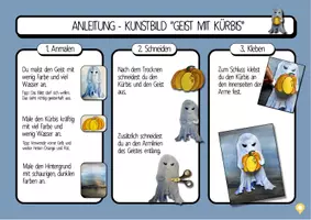 Vorschau - Stundenentwürfe - Herbst & Halloween Bastelidee – 3D Kürbis mit Geist - Seite 1