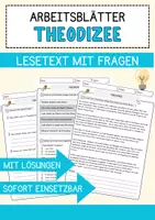 Vorschau - Arbeitsblätter - Theodizee Ethik und Philosophie Lesetext mit Richtig Falsch Multiple Choice und Fragen zum Text - Deckblatt