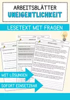Vorschau - Arbeitsblätter - Uneigentlichkeit Ethik und Philosophie Lesetext mit Richtig Falsch Multiple Choice und Fragen zum Text - Deckblatt