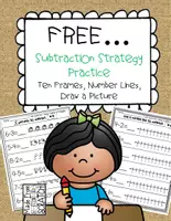 Aperçu - Feuilles d'exercices - FREE...Subtraction Strategy Practice-Draw a Picture, Ten Frames and Number Lines - Page de couverture