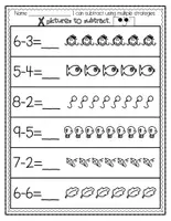 Aperçu - Feuilles d'exercices - FREE...Subtraction Strategy Practice-Draw a Picture, Ten Frames and Number Lines - Page 1