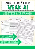Vorschau - Arbeitsblätter - Weak AI Ethik und Philosophie Lesetext mit Richtig Falsch Multiple Choice und Fragen zum Text - Deckblatt