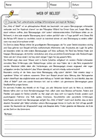 Vorschau - Arbeitsblätter - Web of Belief Ethik und Philosophie Lesetext mit Richtig Falsch Multiple Choice und Fragen zum Text - Seite 1