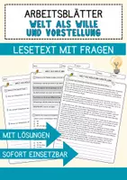 Vorschau - Arbeitsblätter - Welt als Wille und Vorstellung Ethik und Philosophie Lesetext mit Richtig Falsch Multiple Choice und Fragen zum Text - Deckblatt