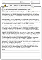 Vorschau - Arbeitsblätter - Welt als Wille und Vorstellung Ethik und Philosophie Lesetext mit Richtig Falsch Multiple Choice und Fragen zum Text - Seite 1