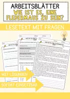Vorschau - Arbeitsblätter - Wie ist es, eine Fledermaus zu sein Ethik und Philosophie Lesetext mit Richtig Falsch Multiple Choice und Fragen zum Text - Deckblatt